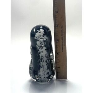 Monte Dunlavy Mottled Frit Art Glass Paperweight PENGUIN Figurine Vintage
